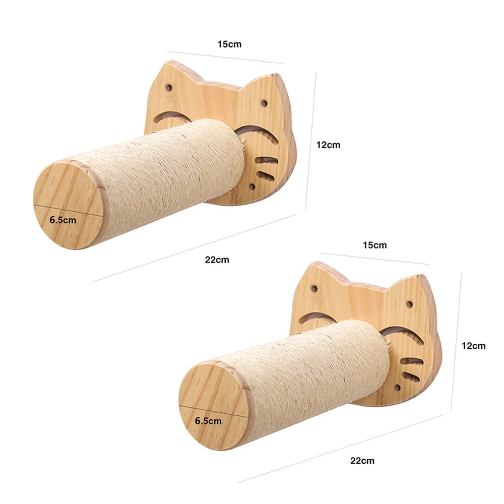 2 griffoirs muraux en sisal avec support tête de chat, 22 cm