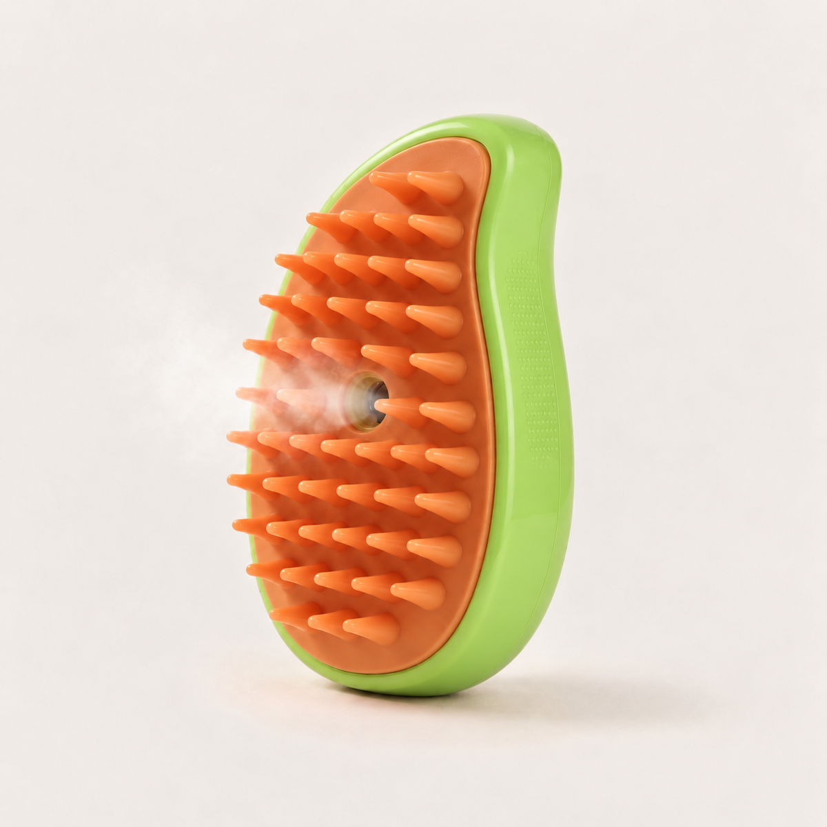 Brosse vapeur 3 en 1 verte pour chat et chien, picots souples en silicone
